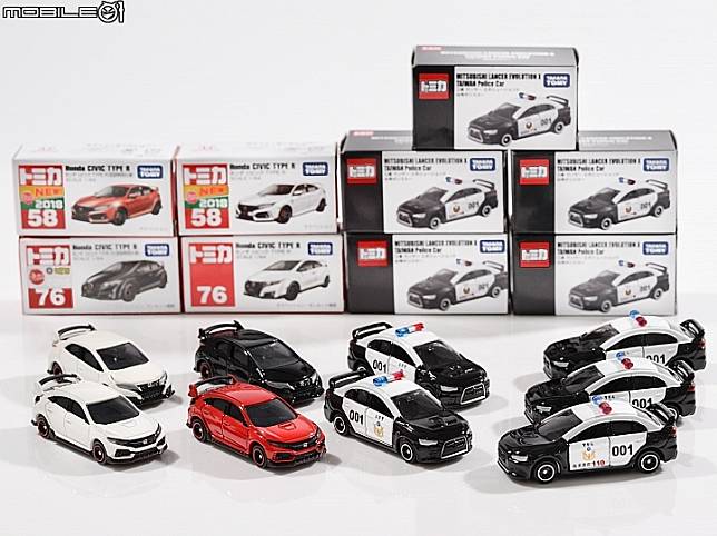 TOMICA Lancer 台灣警車特別版 & Honda Civic Type R FK8/FK2前、後代對照