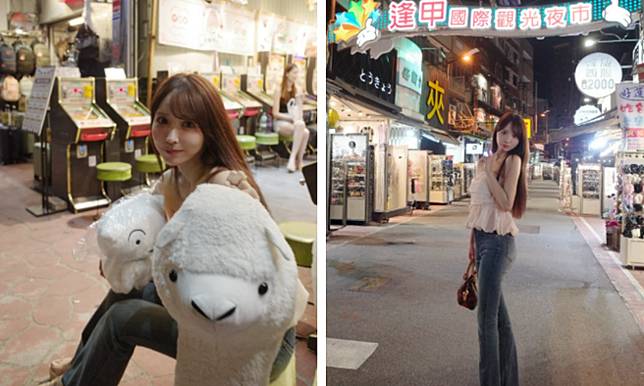 三上悠亞逛逢甲夜市，整條街道幾乎沒人。（圖／Threads@yua_mikami）