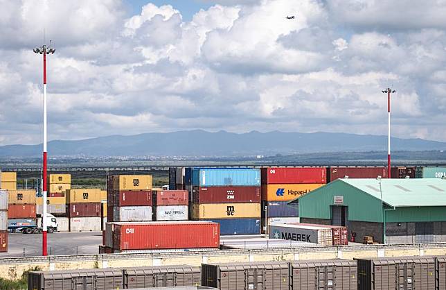 This photo taken on May 23, 2023 shows containers to be transported near the Nairobi Station of the Mombasa-Nairobi Railway in Nairobi, Kenya. (Xinhua/Wang Guansen)