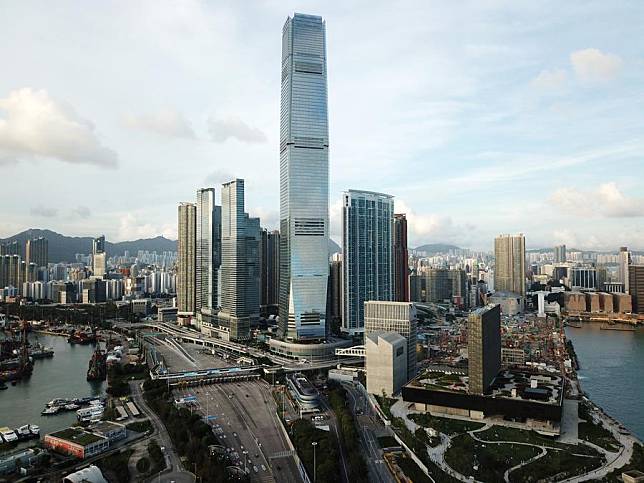 Aerial photo taken on May 29, 2022 shows a view of the International Commerce Centre (ICC) in south China's Hong Kong. (Xinhua/Li Gang)