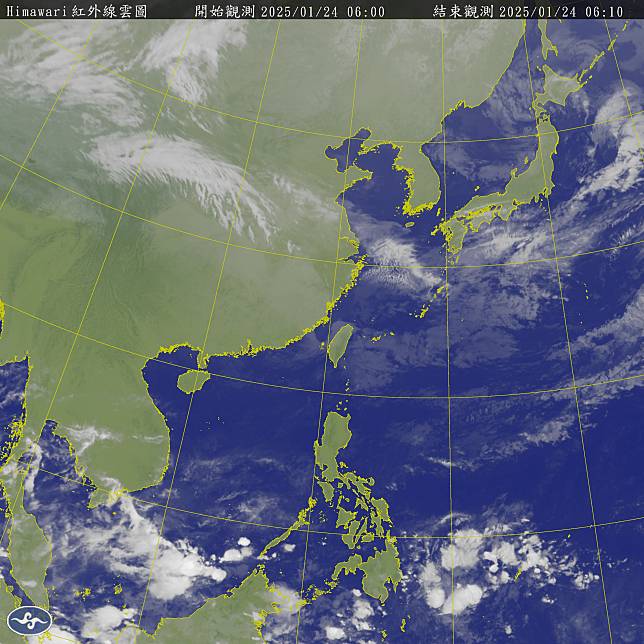 今天迎風面的桃園以北及東半部地區有局部短暫雨，新竹以南山區有零星短暫雨，其他地區多雲到晴。（圖：氣象署網站）