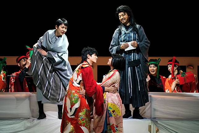野田秀樹「Q：歌舞伎之夜」今（25）日起於國家戲劇院開演。主要演員松隆子（左上）、上川隆也（右上）、志尊淳（左下）及廣瀨鈴（右下）來台演出。