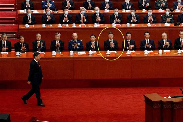 中國前副總理張高麗現身於中共二十大上，就坐在第一排。路透社