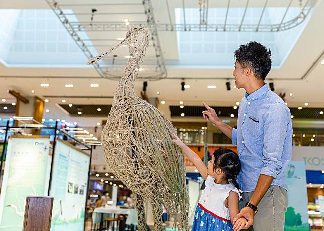 逾兩米高的黑臉琵鷺由本地藝術家以竹篾等扎作而成。