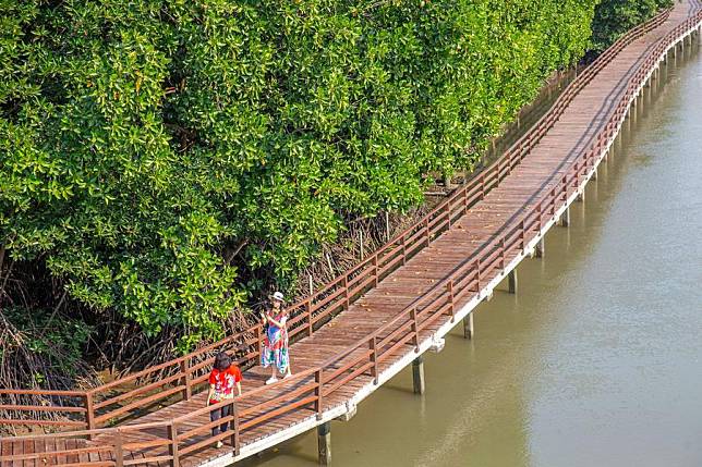 Tourists take photos at a mangrove wetland in Rayong, Thailand, on Feb. 2, 2023. (Xinhua/Wang Teng)