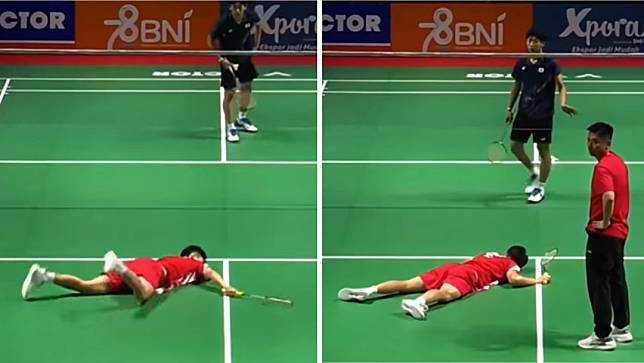 中國羽球選手張志傑昨（6/30）在印尼比賽時突然暈倒送醫不治。翻攝畫面