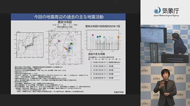 針對晚間日本宮崎規模6.9地震，日本氣象廳南海海槽地震評估會議調查完成，無須採取進一步防範措施。（圖／擷取自気象庁/JMA YouTube頻道）