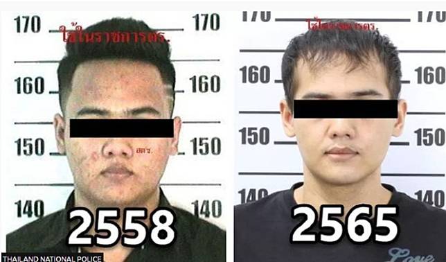 原名薩瑞海的毒犯整形前(左)與整形後(右)。   圖 : 翻攝自泰國國家警察局