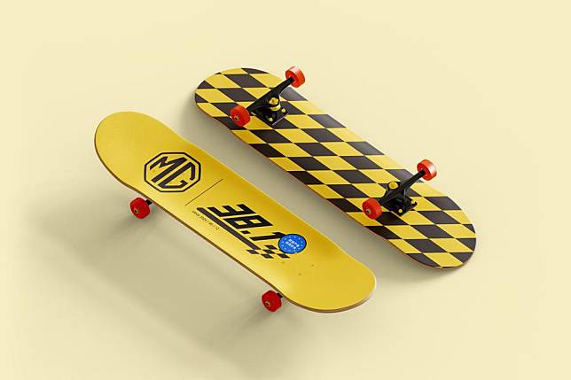 This image shows skateboards designed by Chinese carmaker SAIC Motor to mark European Commission's plan to impose provisional tariffs on China-made electric vehicles. (Xinhua)