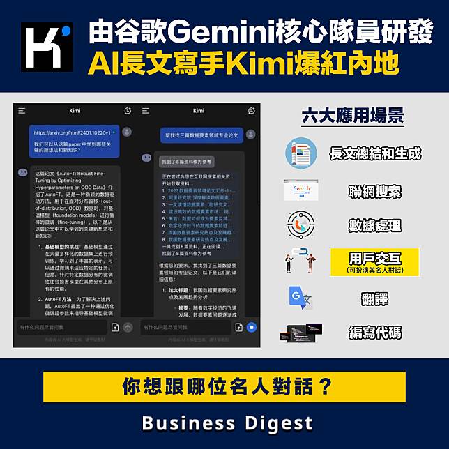 【商品新知】由谷歌Gemini核心隊員研發，AI長文寫手Kimi爆紅內地