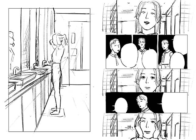 《小屋人類圖鑑》分鏡草圖：〈冒牌者的偽證〉。圖片提供／嗶哩bili