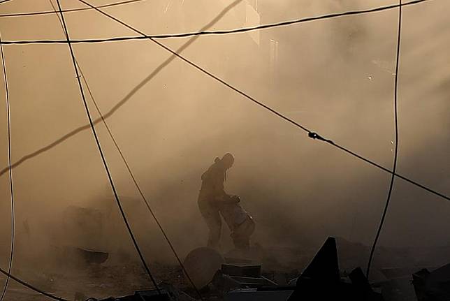 This photo taken on Oct. 4, 2024 shows a scene after an Israeli airstrike in the southern suburbs of Beirut, Lebanon. (Xinhua/Bilal Jawich)