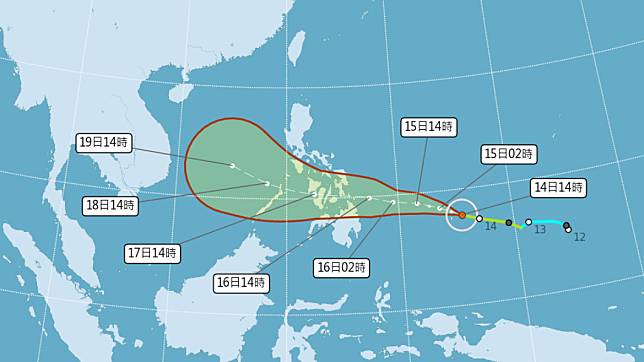 颱風雷伊路徑潛勢預報。（圖／中央氣象局）