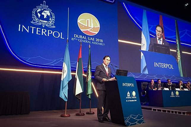 2019年Interpol第88屆大會15日起在智利舉行，我國再次遭大會拒於門外；圖為Interpol主席金鍾陽。（湯森路透）