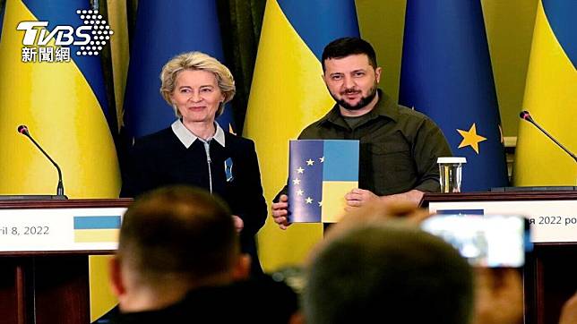 烏克蘭總統澤倫斯基與歐盟執委會主席范德賴恩。（照片來源：AP）