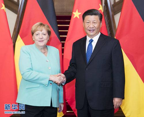 2019年9月6日，中國國家主席習近平在北京會見德國總理梅克爾（Angela Merkel）。 圖：翻攝自新華社（資料照）