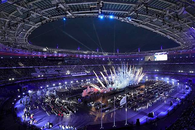 The general view of the closing ceremony of the Paris 2024 Paralympic Games in Paris, France on Sept. 8, 2024. (Xinhua/Gao Jing)