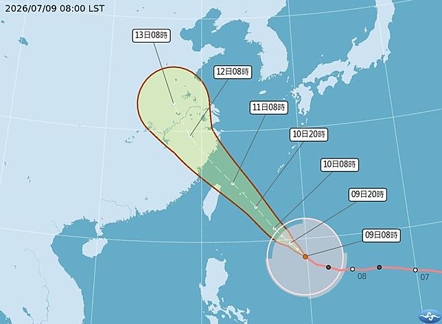 巴威正以每小時18公里的速度向西北進行。（圖／氣象署）