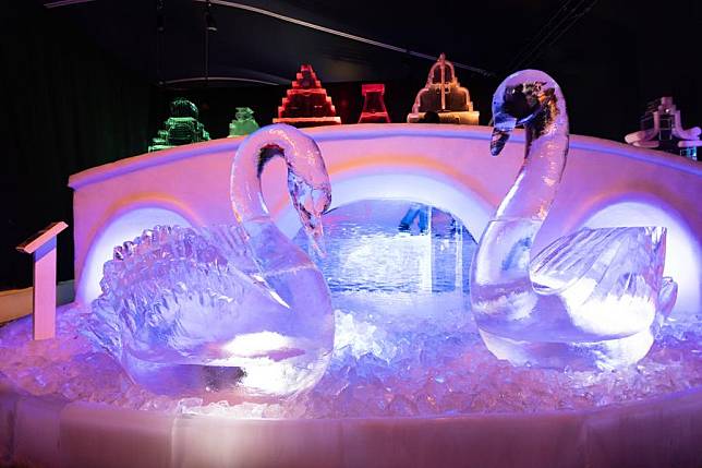 An ice sculpture is pictured during a press preview of the Art Below Zero exhibition in Amsterdam, the Netherlands, Dec. 20, 2024.(Photo by Sylvia Lederer/Xinhua)