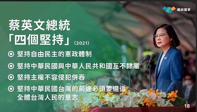 賴清德提到，前總統蔡英文任內拋出的「四個堅持」，有超過8成民眾認同。(總統府提供)