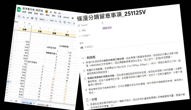 為提升溝通效率，掌握進度，侯名晏通常會為作者製作備忘筆記，以及進度時程表。圖片提供／侯名晏