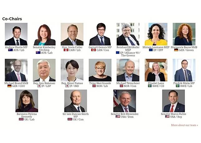 對華政策跨國議會聯盟由多名外國議員擔任聯席主席。