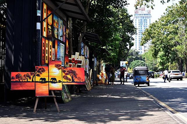 Paintings are displayed at the Green Path in Colombo, Sri Lanka on Jan. 8, 2025. (Photo by Gayan Sameera/Xinhua)