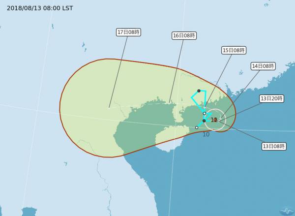 貝碧佳颱風雖然不至於直接影響台灣，但是會增強台灣附近的西南風，中南部民眾要留意降雨增多的情況。(中央氣象局)