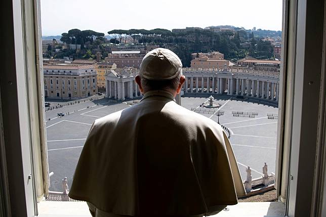 Pope Francis delivers the weekly Angelus prayer via video at the Vatican