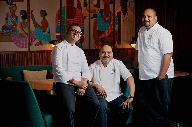 Chefs Gaurav Kuthari of Chaat, alongside Palash Mitra and Sidhu Chhabil of New Punjab Club