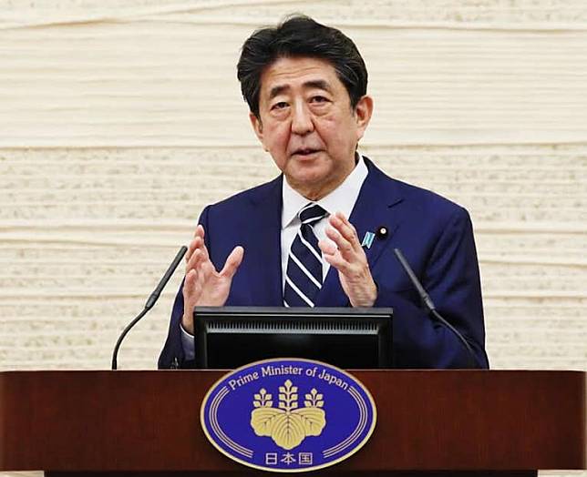 日本首相安倍晉三今天表示，武漢肺炎（COVID-19）病毒確實是從中國擴散到世界。   圖：翻攝首相官邸