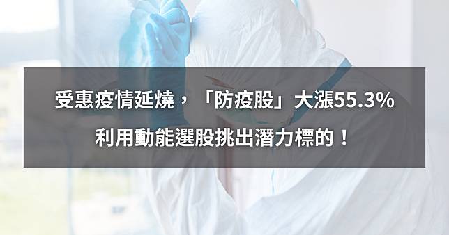 【個股分析】受惠疫情延燒，「防疫股」大漲55.3%。利用動能選股挑出潛力標的！