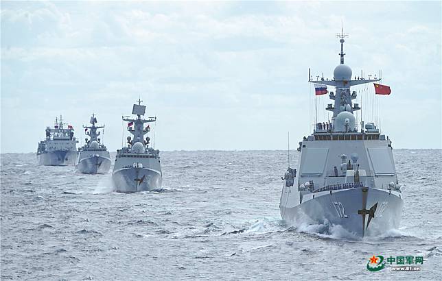 俄羅斯國防部18日說，中俄海軍已在太平洋進行聯合巡航，並在東海舉行海軍演習。圖為兩國於2021年進行海上聯合演習。(資料照/圖：中國軍網)
