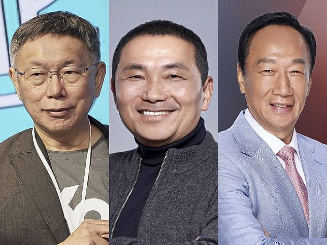 郭台銘（右）宣布參選2024總統，與柯文哲（左）、侯友宜（中）的在野整合備受關注。