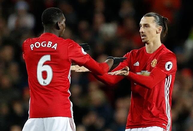 Manchester United’s Paul Pogba and Zlatan Ibrahimovic are in the squad to face Newcastle. REUTERS