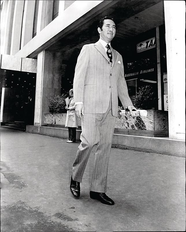 Stanley Ho in Australia for the opening of the Wrest Point Casino in 1973 (Photo: Kevin John Berry/Fairfax Media/Getty Images)