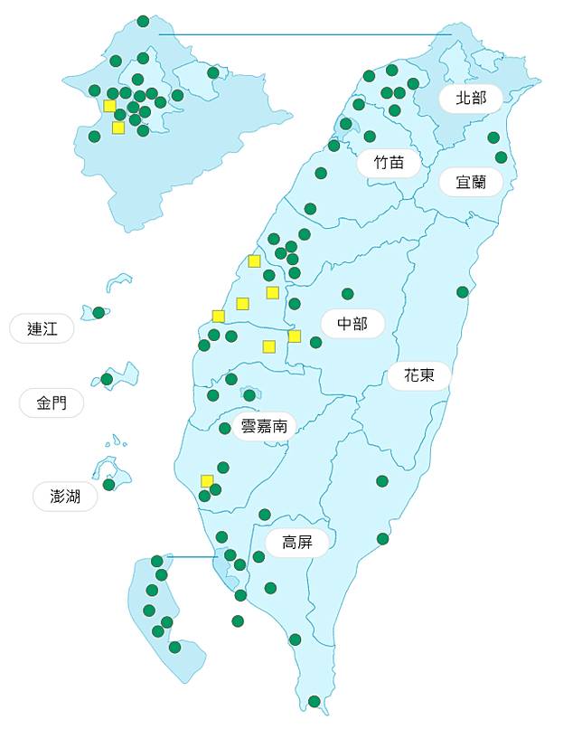 今日各地空氣品質概況。(圖擷取自環保署空氣品質監測網)