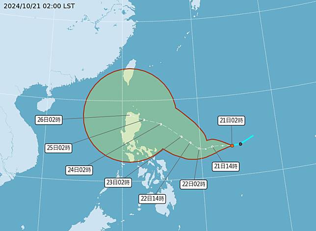 「潭美」颱風恐於今日生成。本週六、日影響台灣最劇。（翻攝自中央氣象署）