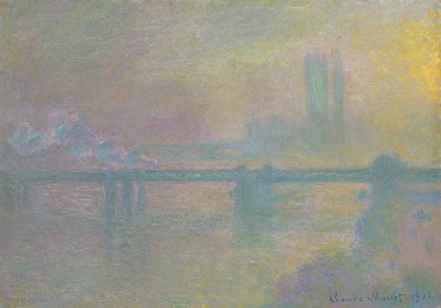 莫內完成於1901年的《查令十字橋》。圖／美國芝加哥藝術博物館
