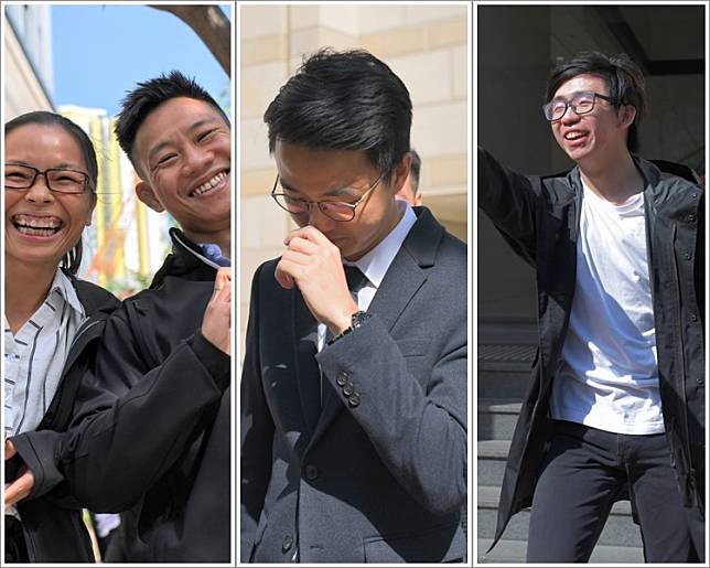 案中其中4名被告，由左至右：杜依蘭、湯偉雄、廖頌賢及黃飛鴻。