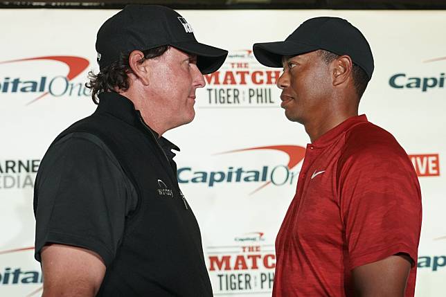 Phil Mickelson says he would like a rematch of his historic 2018 head-to-head with Tiger Woods. Photo: USA Today