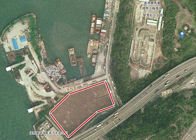 政府將於葵涌焚化爐舊址用地(紅框示)，興建骨灰安置所。