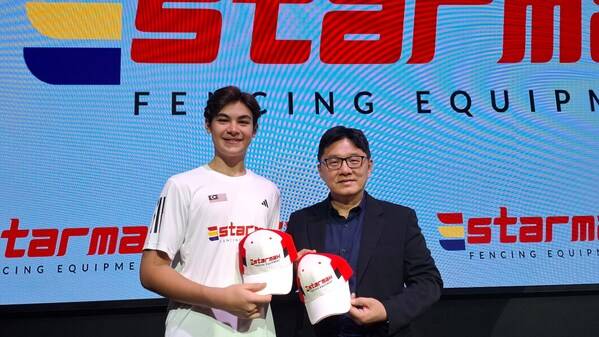 14-year-old Malaysian fencing prodigy, Saif Nordin (left), with Mr Yap Yew Kong, Advisor to Starmax Fencing.