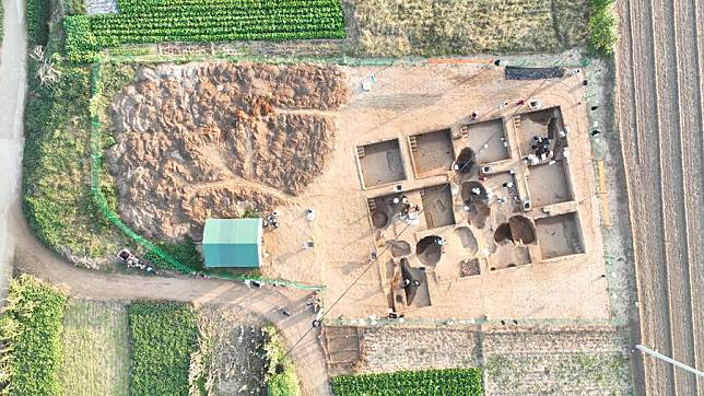 An aerial drone photo taken on Oct. 10, 2024 shows a view of Nanpanshi relic site in Lincheng County of north China's Hebei Province. (Photo by Chen Lei/Xinhua)