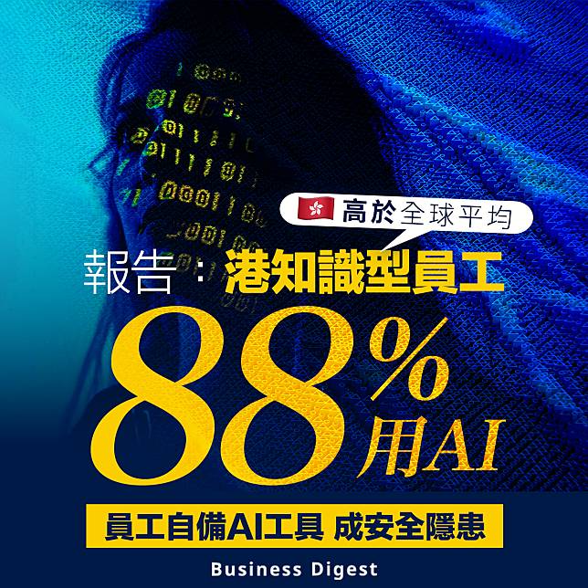 【人工智能】報告：港知識型員工88%用AI 高於全球平均