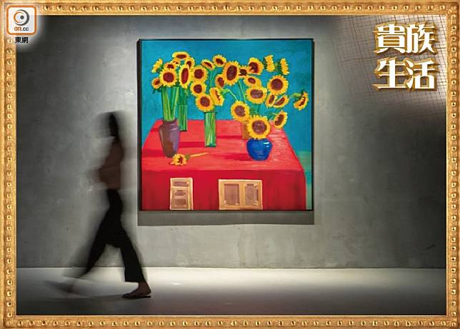 霍克尼坦言愛畫向日葵，因黃色是象徵希望的顏色，而這幅畫作更是藝術家回歸具象繪畫的超凡鉅作。（互聯網）