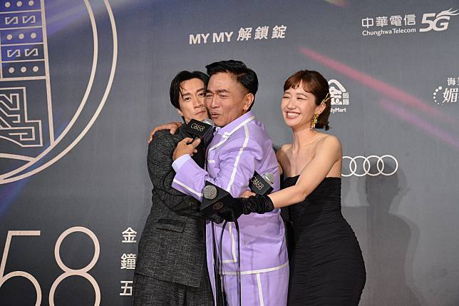 綜藝大哥吳宗憲、Lulu黃路梓茵和陳漢典以《綜藝大熱門》奪下綜藝節目主持人獎。（三立提供）