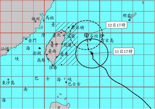 20220911梅花颱風路徑17時