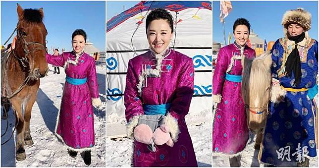 國寶級歌唱家周詠琁在零下20幾度，拍攝《東西南北賀新春》節目。（大會提供／明報製圖）