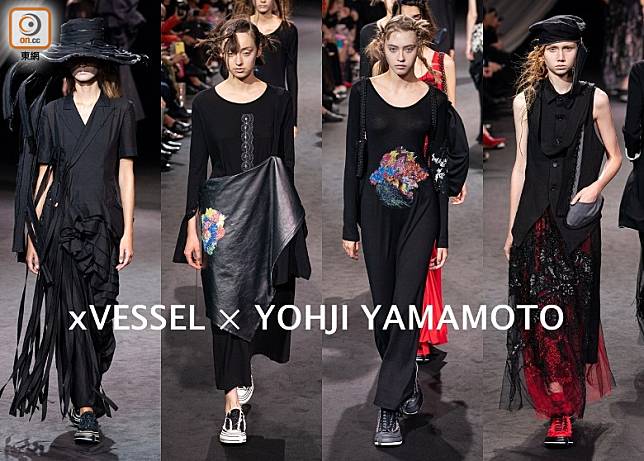 YOHJI YAMAMOTO 2020年春夏女裝系列，模特兒都有着上呢對聯名鞋款行騷。（互聯網）